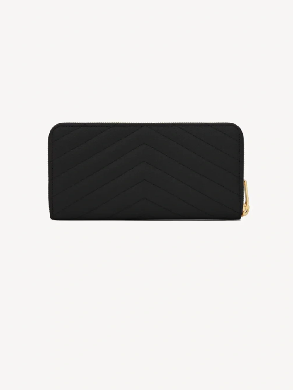 Saint Laurent Black Monogram Quilted Zip Wallet with Gold YSL - Picture 2 of 14